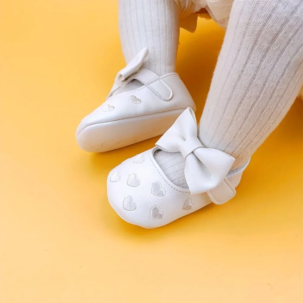 Cute Bowknot Mary Jane Shoes For Baby Girls Lightweight Non-slip Walking Shoes